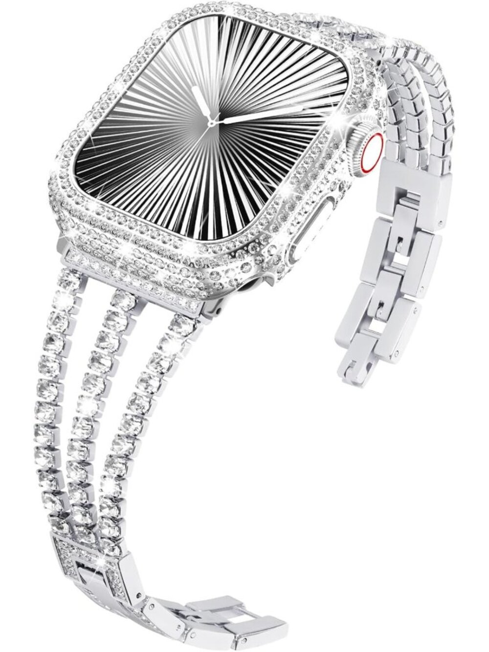 Sparkling Bling Band with Diamond Case for Apple Watch 1-11/SE 38mm-46mm